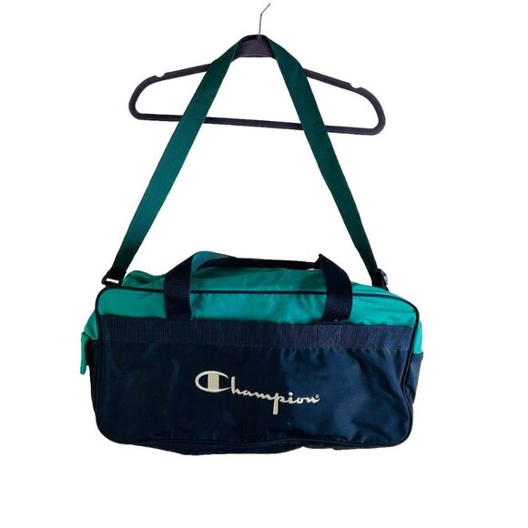 Vintage 90s Champion Spell Out Color Block Duffle Gym Bag Weekender